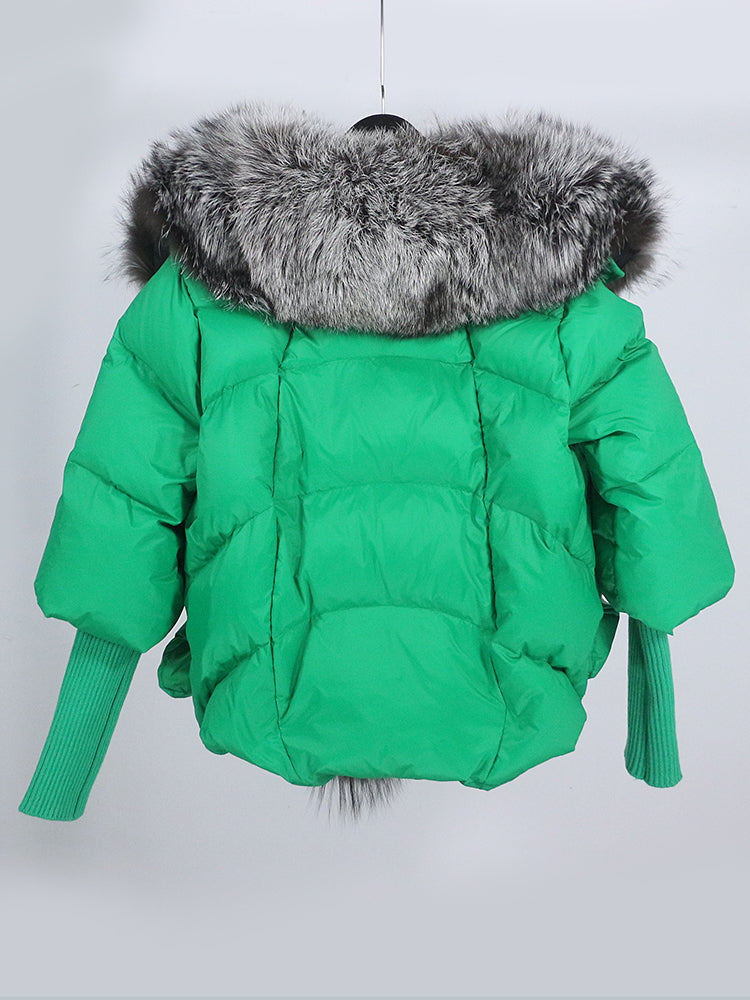 Lose Natürliche Echt Fox Pelz Kragen Mantel Dicke Neue Europäische Mode Weiße Ente Unten Jacke Winter Frauen Warme Luxus Oberbekleidung