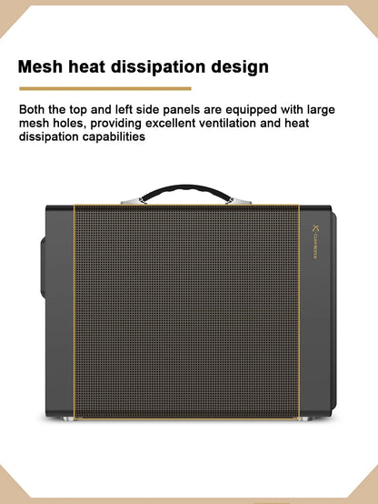 Power Train P40 MATX Mesh Case Handheld DIY Mini Compact ITX Type-c Desktop Game Computer Chassis Supports 350mm Graphics Card.