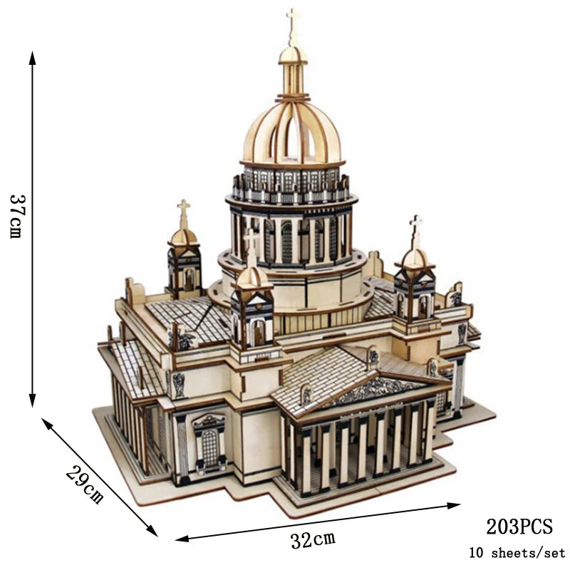 Retro Bus European-style Campervan 3D Wooden Car Puzzle DIY Sailing Ship Airplane Building House Model Jigsaw Toys For Children.