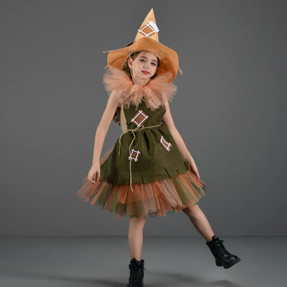 Kinder Mädchen Halloween Kostüm Zauberer von Oz Vogelscheuche Zinn Mann Löwe Hexe Prinzessin Tutu Kleid Rollenspiel Party Bühne Kleid Outfit.