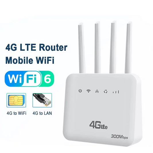 Wifi 6 LTE 4G CPE Router With SIM Slot, Four Antenna Signal Booster, 300Mbps Fast Internet For Europe.