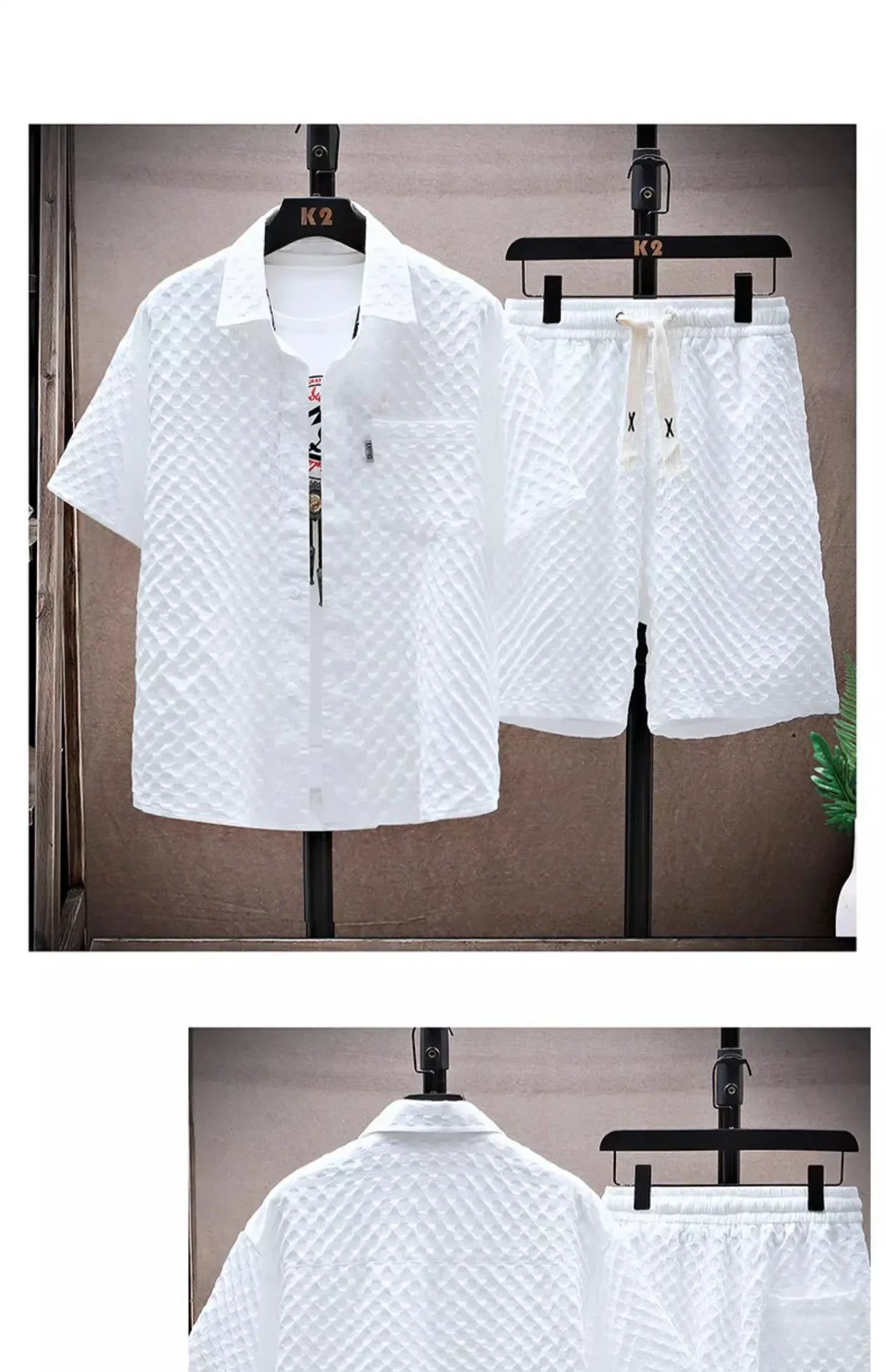 Casual Thin Sports Two-piece Set 2024 Summer Ice Silk Suit Men's Trendy Short Sleeve T-shirt Shorts One Set.