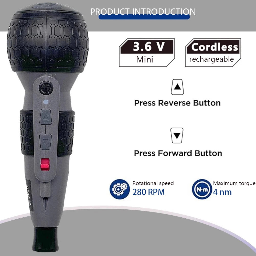 Leistungsstarker Mini-Elektroschrauber, Mini-Bohrmaschine, 3-stufiges Drehmoment, Typ C, LED-Licht, Stiftstil, Heimwartung, einfach für Anfänger