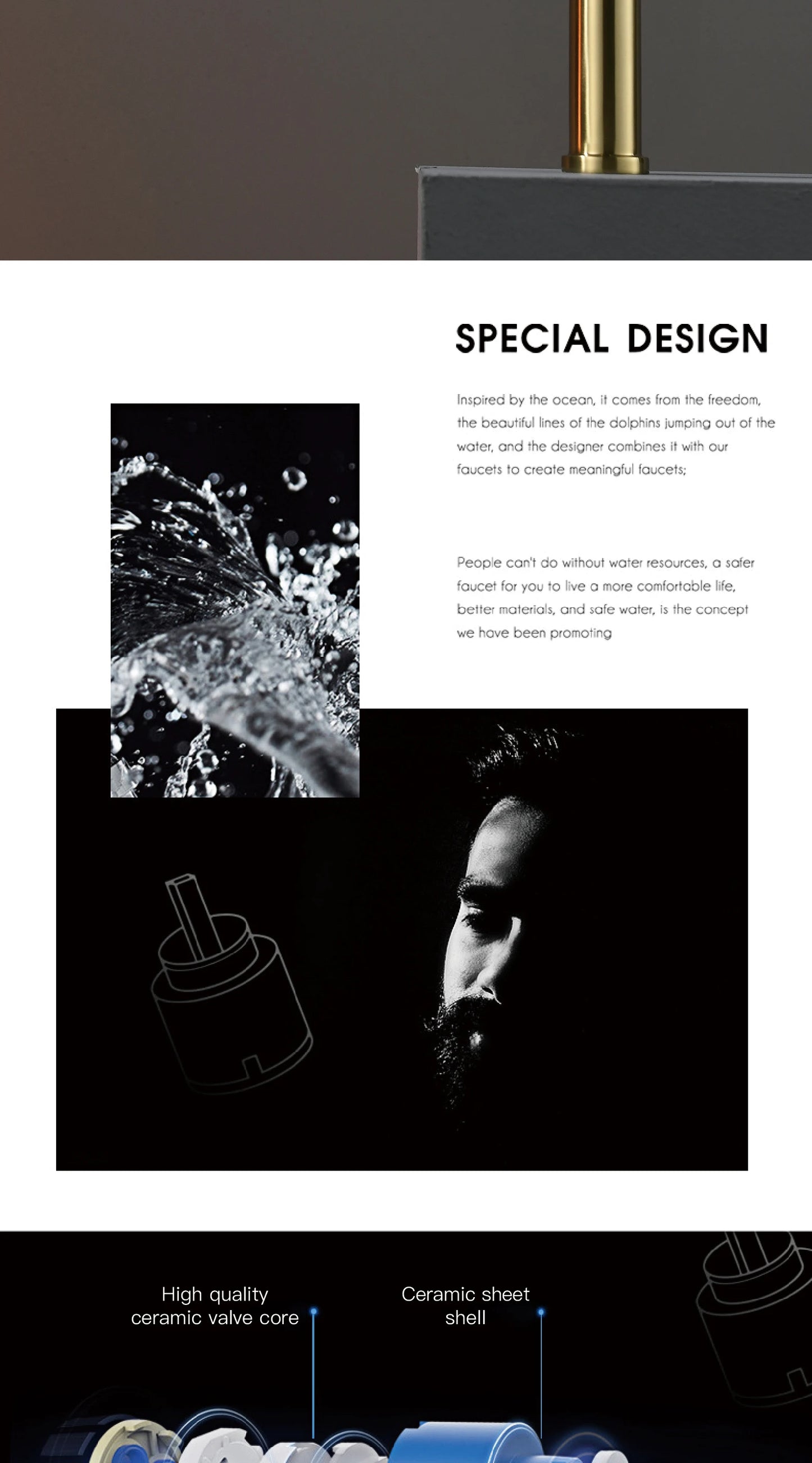 Luxury Brushed Gold Brass Pull Out Kitchen Faucet with Ceramic Cartridge Hot Cold Water Sink Tap Modern High End Sprayer Durable