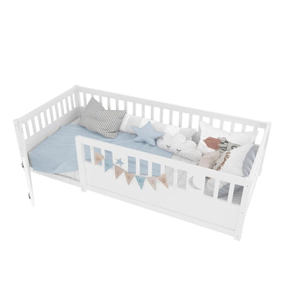 Panelbett 140 x 190 cm großes Kinderbett mit Gitter, Stern- und Monddekoration, ohne Gitter (ohne Matratze), minimalistischer Stil