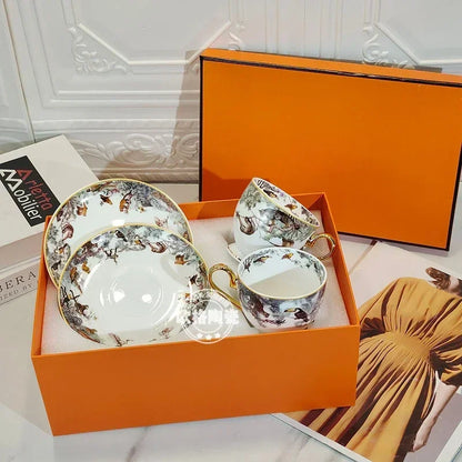 European ceramic western dinner plate, jungle set, steak plate, Coffee cup, afternoon , personalized gift set.