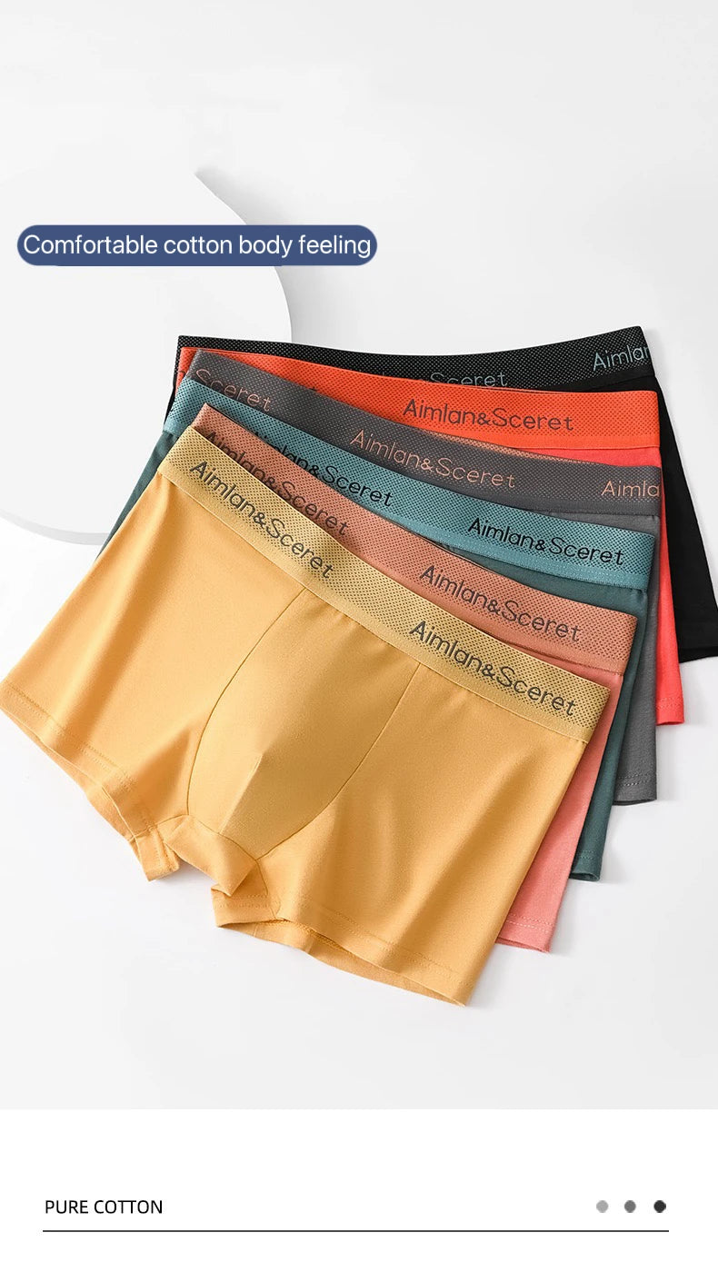 4Pcs Männer Unterwäsche Sportliche Boxer Plus Größe Jugend Boxer Shorts Bequeme Atmungsaktive Flache Hosen männer Quadratische Höschen Slip geschenk