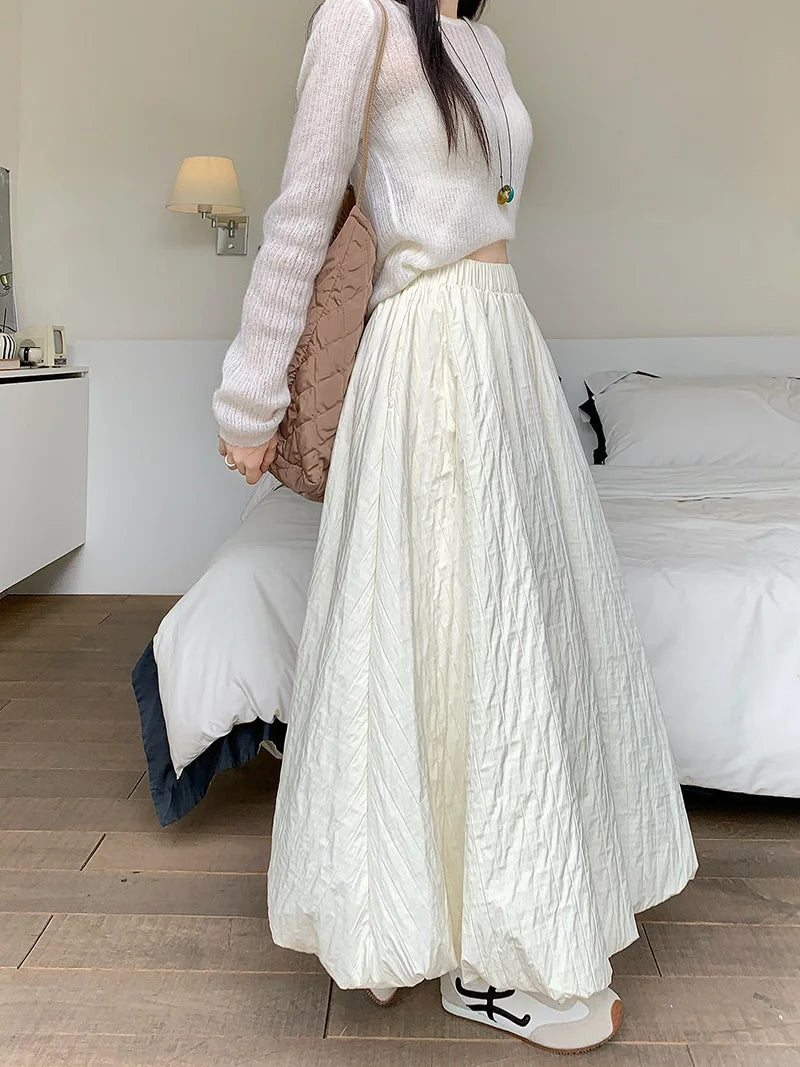 High Quality Cotton-padded Bud Skirts Women  Fall Winter Pocket Long Skirts Female Korean Fashion Apricot Streetwear Faldas 2025.