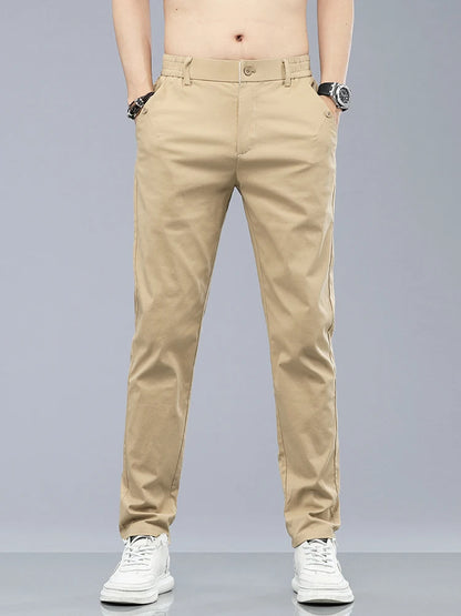 Marke Kleidung männer Casual Hosen 98% Baumwolle Dünne Business Gerade Slim Fit Klassische Hosen Stretch Frühling Sommer Männliche Hosen.