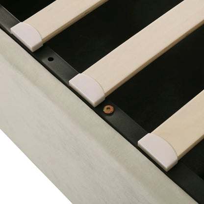 Fangange gepolstertes ohrenförmiges Bett, komplettes/Queensize-/King-/Doppelbett, hydraulisches Funktionsbett mit Lattenrost und Stauraum, Samt