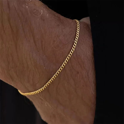 Gold Color Stainless Steel Cuban Chain Men's Bracelet Simple Retro Bracelet For Women Hip Hop Jewelry Trend Accessories Gift.