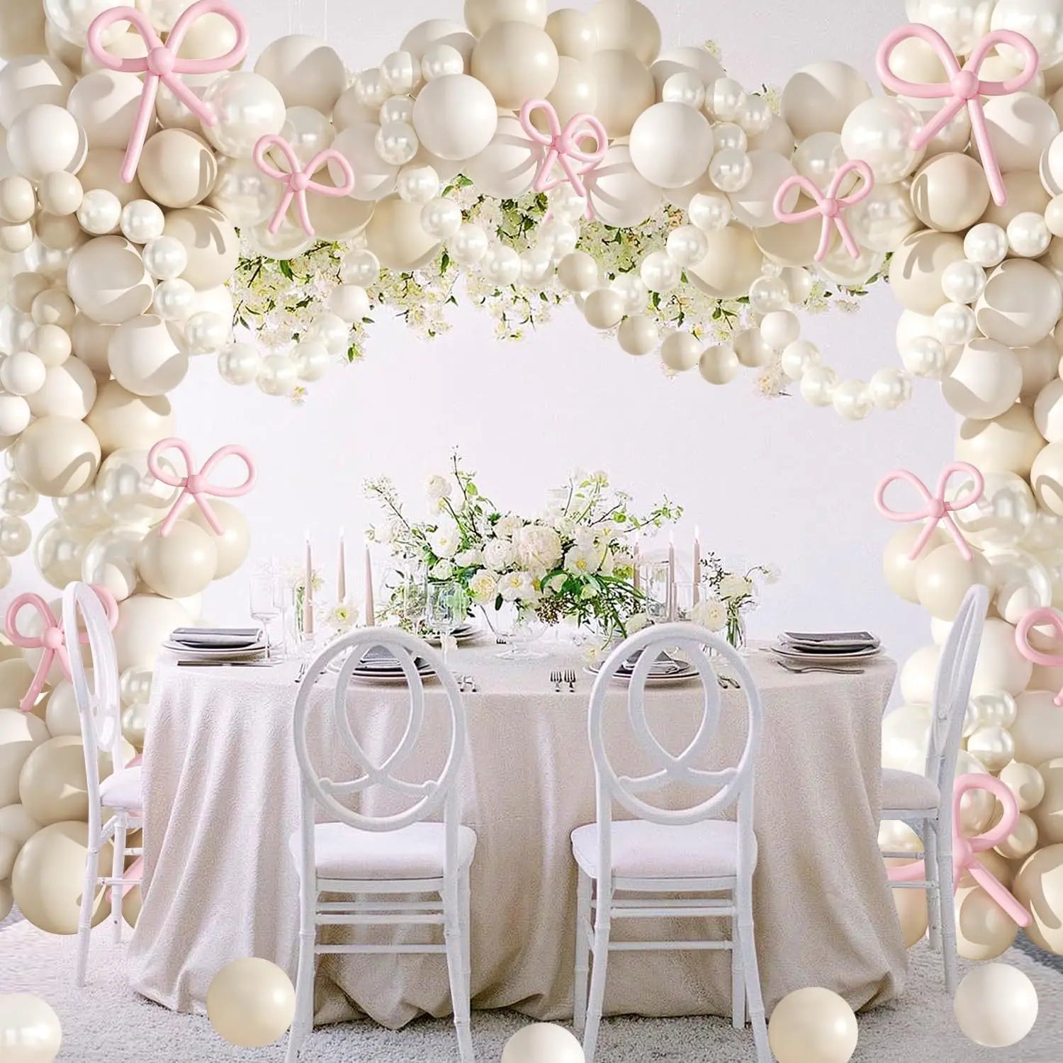 184-teiliges perlweißes Ballon-Girlandenbogen-Set, geeignet für Hochzeit, Braut, Geburtstag, Verlobung, Junggesellenabschied, Dekoration.