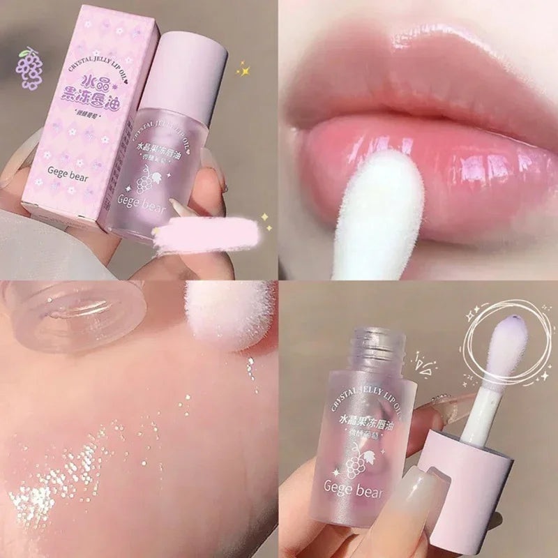 Crystal Jelly Lip Oil Hydrating Plumping Lip Coat Lipstick Moisturizing Mirror Lip Gloss Clear Lip Plumper Cosmetics Makeup.