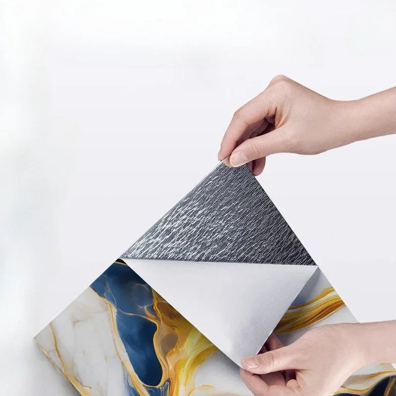 10PCS Waterproof 3D Ceramic Tile Sticker Imitation Marble Self Adhesive Wall Floor Sheet for Home Renovation Decoration Use