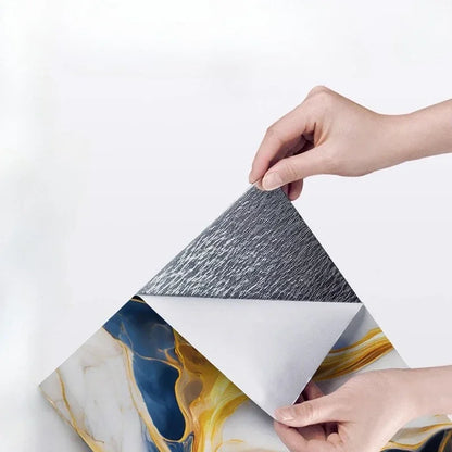 10PCS Waterproof 3D Ceramic Tile Sticker Imitation Marble Self Adhesive Wall Floor Sheet for Home Renovation Decoration Use