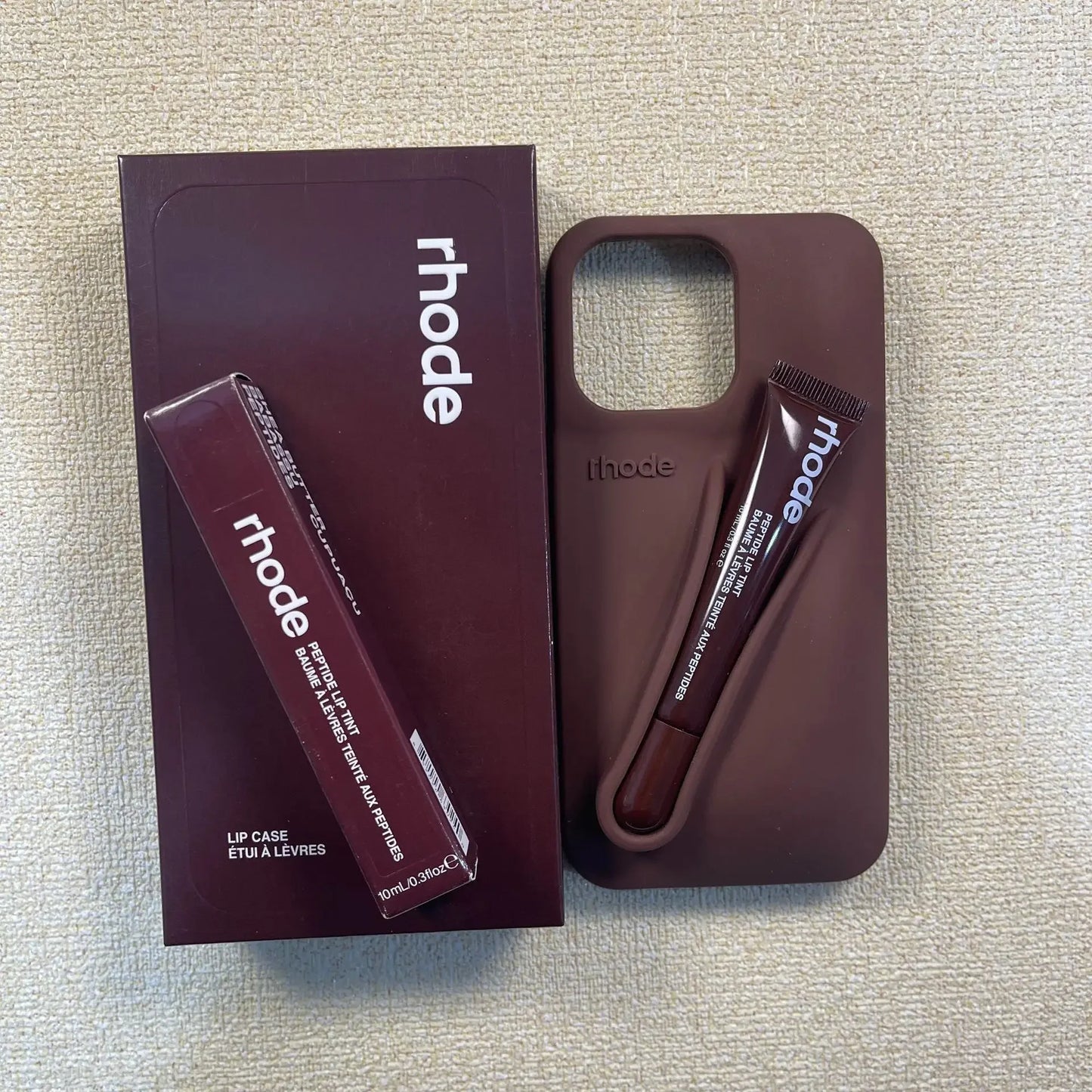 With Lip Gloss Full Set Case for IPhone 17/16/15/14/15/14/13/12/11Pro Max Plus Air Lipstick Silicone Toast Espresso Ribbon Box