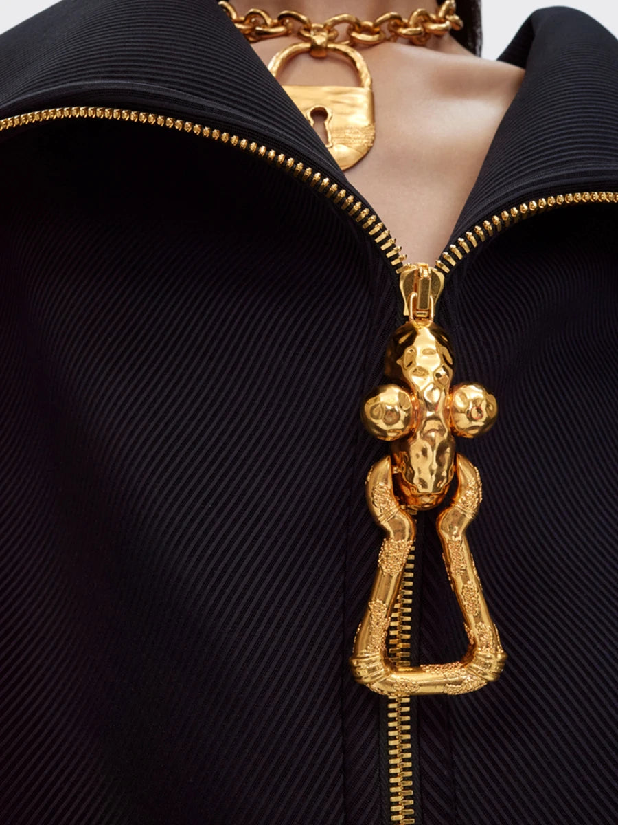 TWOTWINSTYLE Solid Loose Spliced Zipper Fashion Jackets for Women Lapel Long Sleeves Patchwork Lace Up Casual Jacket Female New.