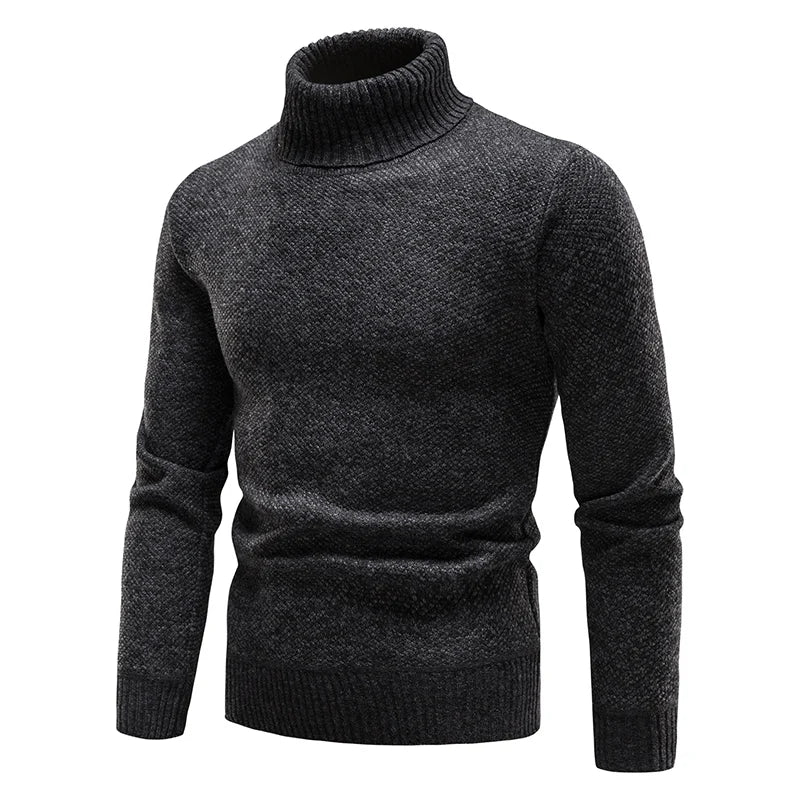 Autumn Winter Fleece Sweater Men Thicker Turtleneck Warm Pullover Slim Fit Man Clothes Luxury Brand Black Brown Jumpers Elastic.