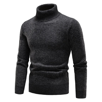Autumn Winter Fleece Sweater Men Thicker Turtleneck Warm Pullover Slim Fit Man Clothes Luxury Brand Black Brown Jumpers Elastic.