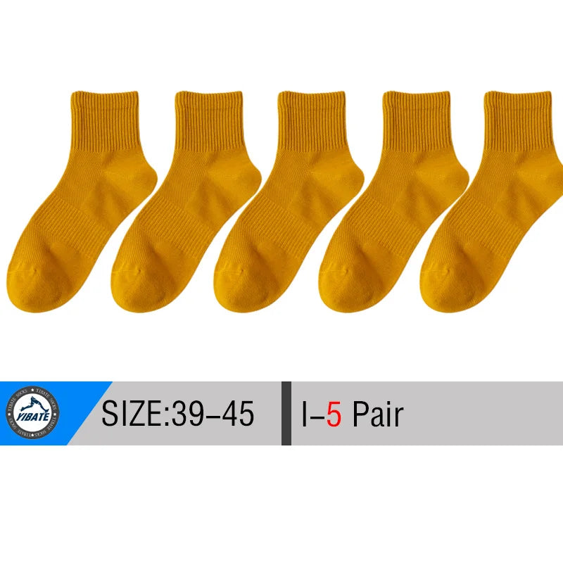 5/10 Pair Men's  Cotton Socks High Quality Breathable Mesh Socks Durable Solid Color Casual Socks Fashion Dress Socks Man.