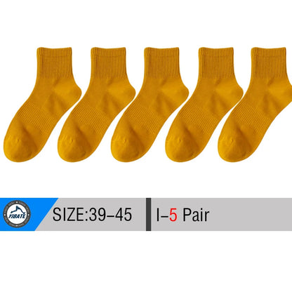 5/10 Pair Men's  Cotton Socks High Quality Breathable Mesh Socks Durable Solid Color Casual Socks Fashion Dress Socks Man.