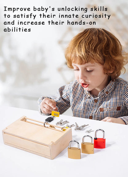 Montessori Unlocking Toys Learning Locks With Keys Children Educational Game Fine Motor Training Sensory Materials Teaching Aids.
