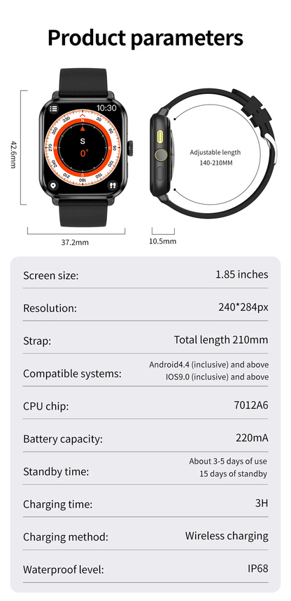 Smart Watch Women Man 1.85" HD Screen GPS Sport trajectory Heart Rate Health Watches Blood oxygen Men Smartwatch For Android IOS.