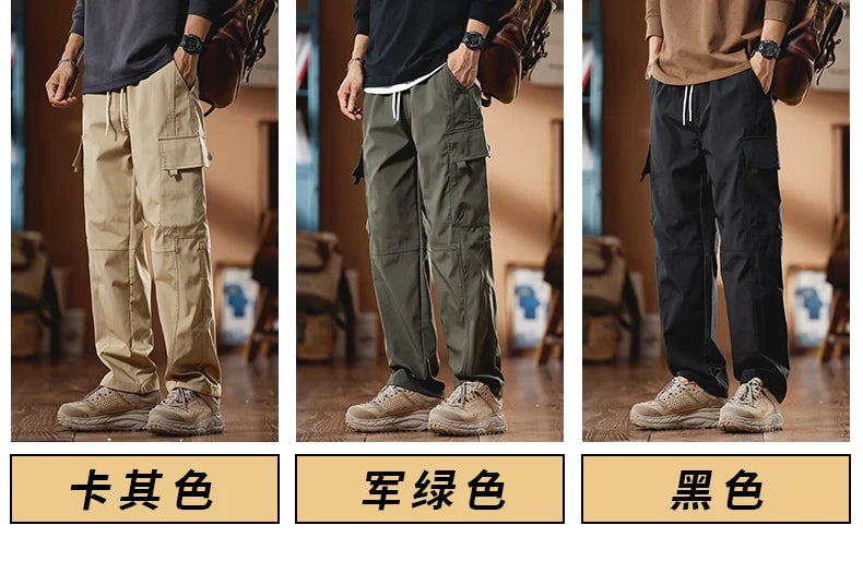 New in Tall Men Cargo Pants Elastic Waist Extra Long Length 115cm Male Waterproof Trousers Lengthened Slim Thin Leg 190cm 200 Cm.