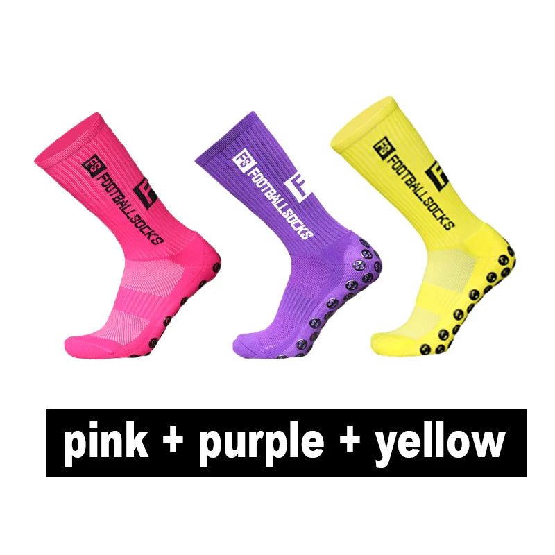 3/1Pair New Style FS Football Socks Round Silicone Suction Cup Grip Anti Slip Soccer Socks Sports Men Women Baseball Rugby Socks