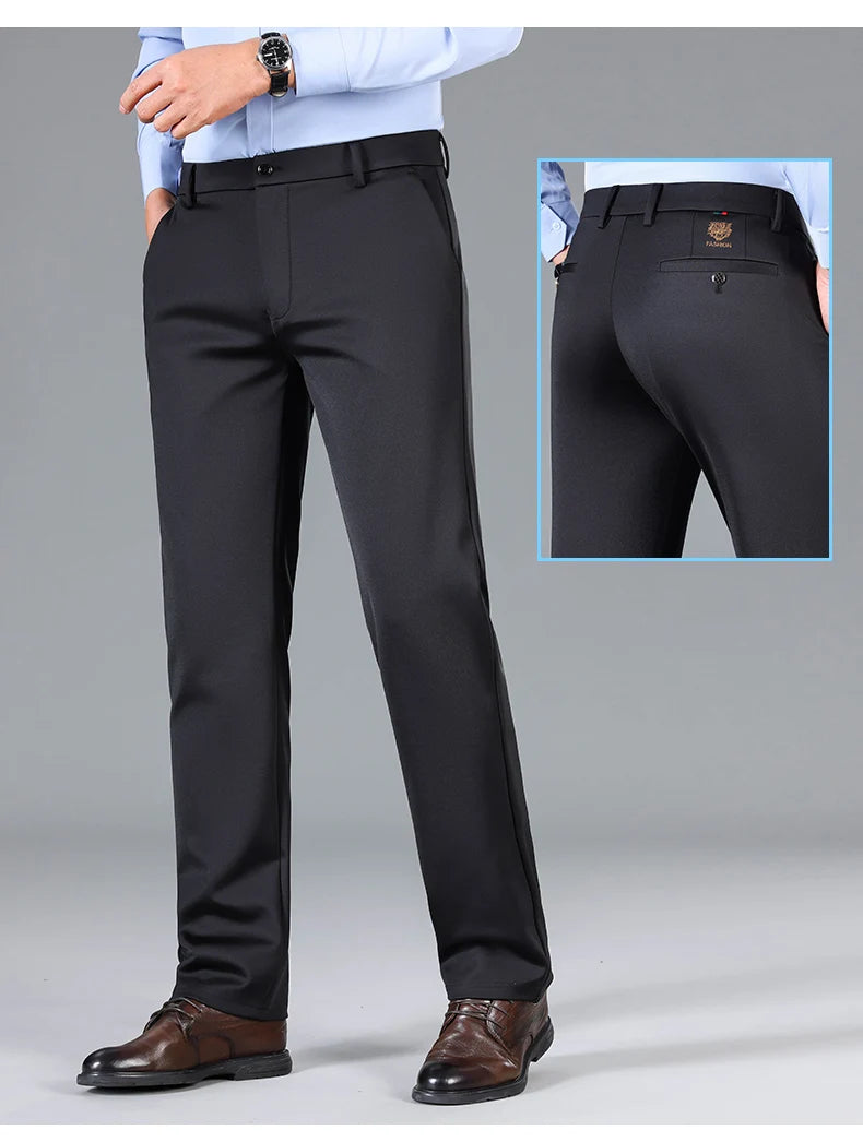 Winter Warm Fleece Thicken Suit Pants Men Straight Business Work Thick Flocking Plush Long Formal Trousers Male Plus Size 29-40.