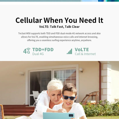 Teclast M50 Tablet 6GB RAM 128GB ROM Unisoc T606 Octa-core 10.1inch TDDI Android 14 WiFi BT5.0 6000mAh Type-C Tablet Case