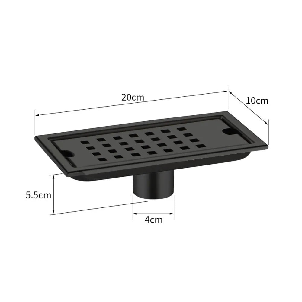 Mit Siebabdeckung, Duschbodenablauf, rechteckige Form, Edelstahl, Badezimmer-Waschbecken-Sieb, abnehmbar, geruchshemmend