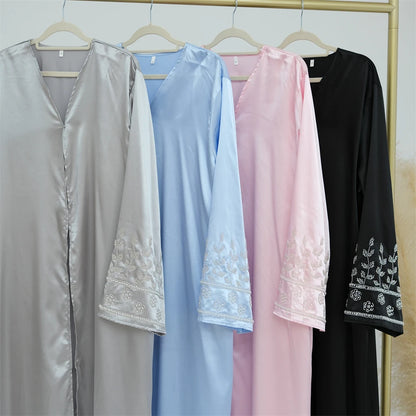 Ramadan Eid Open Beading Kimono Abaya Dubai Muslim Prayer Clothes Women Kebaya Kaftan Dress Islam Robe Arabe Femme Musulmane.