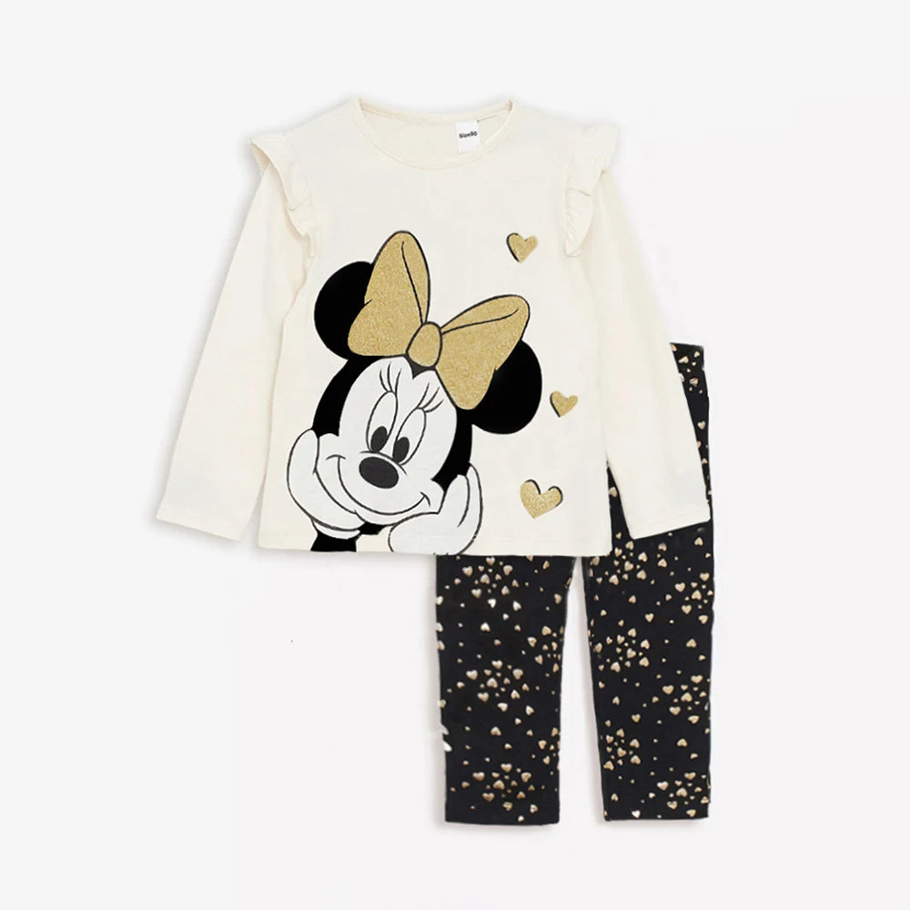 Minnie Baby Girl Clothes Sets Spring Autumn 0-4Y Fashion Girls Sweatshirts + Leggings Toddler Girl Outfits Sets.