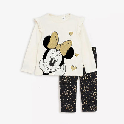 Minnie Baby Girl Clothes Sets Spring Autumn 0-4Y Fashion Girls Sweatshirts + Leggings Toddler Girl Outfits Sets.