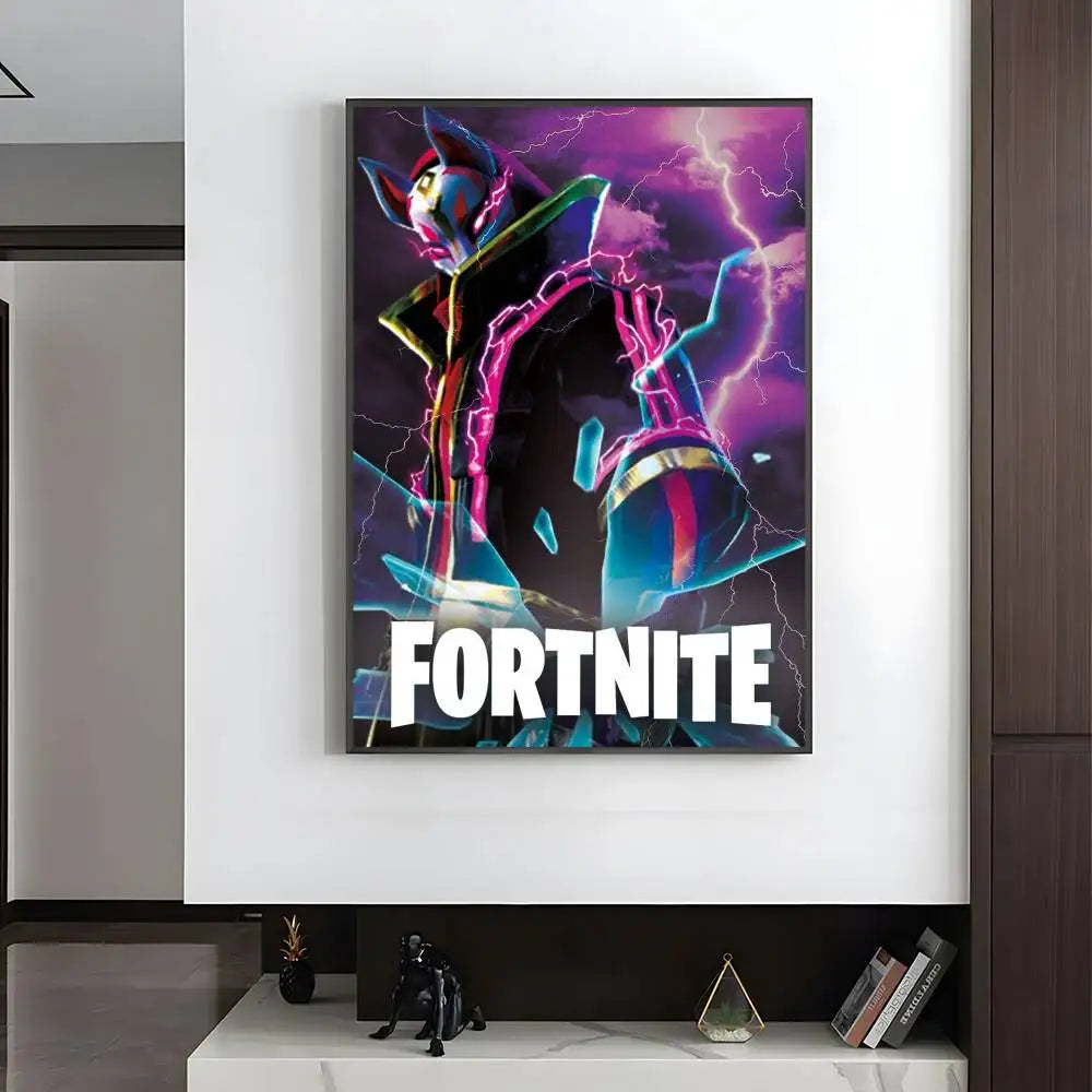 1pc F-Fortnites Poster HD art sticky wall waterproof home living room bedroom bar aesthetic decoration.
