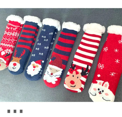 Christmas Fuzzy Socks Womens Winter Thermal Warm Floor Sock Soft Female Home Indoor Gifts Non Slip Grip Slipper Sock Fluffy.
