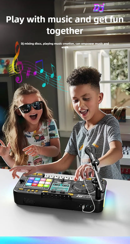 Multifunctional DJ Mixer Children Simulation DJ Controller Live Sound Card Music Player Whac A Mole Game Toys Kids Birthday Gift.