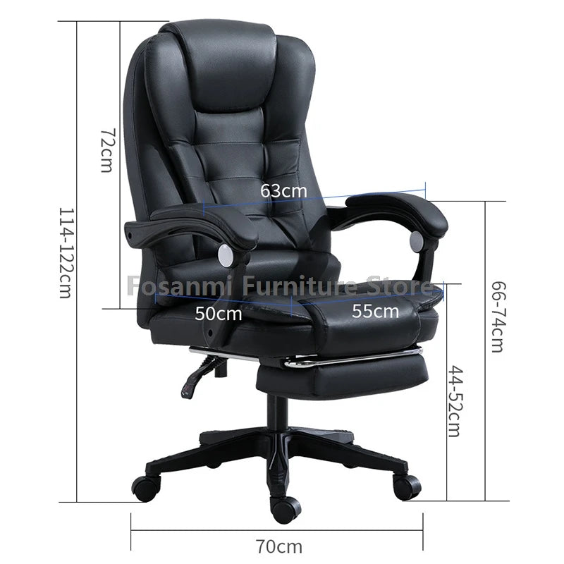 Dicker Boss-Bürostuhl mit hoher Rückenlehne und Armlehnen, Leder-Computer-Drehstuhl, ergonomische Liege-Gamer-Schreibtischstühle für Zuhause