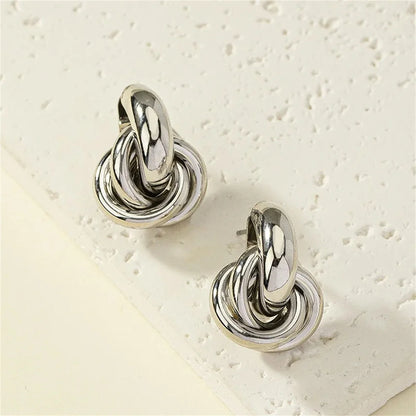 2Pcs Trendy Stainless Steel Gold Color Knot Hoop Earring For Women,Shiny Cute Tragus Cartilage Ear Stud Suitable Give Girlfriend.