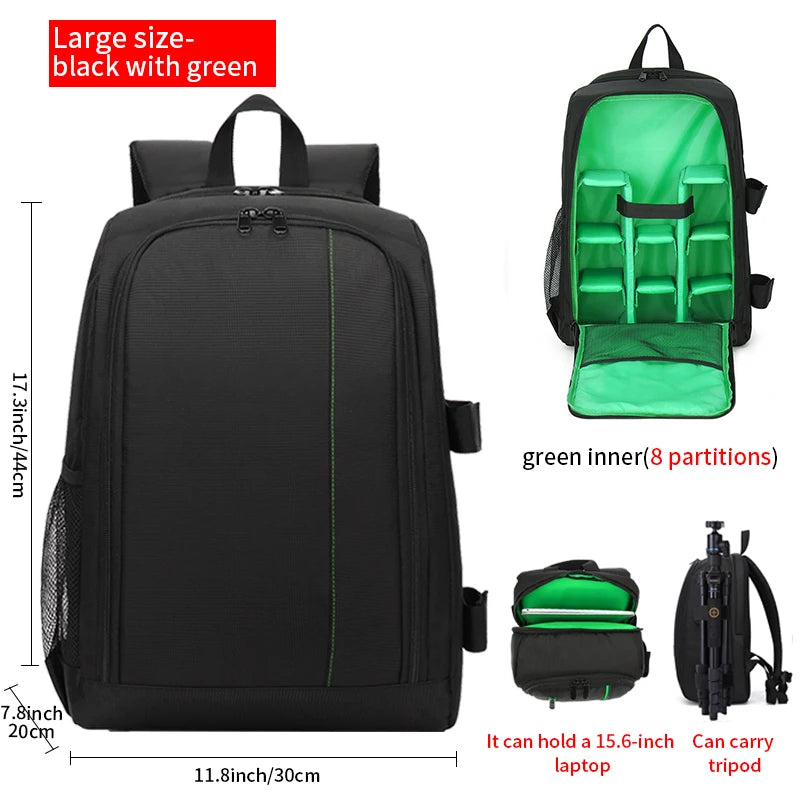 SLR digital camera backpack outdoor large capacity SLR camera bag 15.6-inch laptop backpack can accommodate SLR cameras and mult