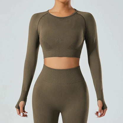 Seamless Cross-Border Running Sports Top Breathable Fitness Jacket Training Quick-Dry Outerwear Long Sleeve Yoga Wear For Women