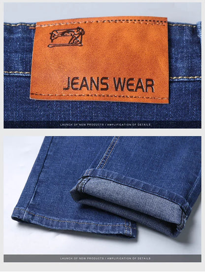 2025 Men's New Men's Fashion Casual Jeans Classic Style Casual Stretch Slim Fit Jeans Men's Denim Pants Black Blue Men's Style.
