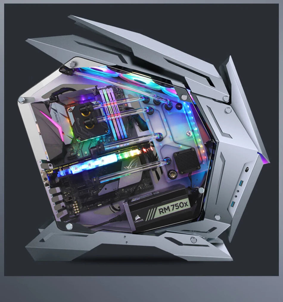 JONSBO MOD-3 Special-shaped Case All Aluminum Tempered Glass E-sports Mecha Theme Chassis E-ATX Motherboard 360 Water-cooled