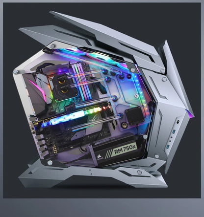 JONSBO MOD-3 Special-shaped Case All Aluminum Tempered Glass E-sports Mecha Theme Chassis E-ATX Motherboard 360 Water-cooled