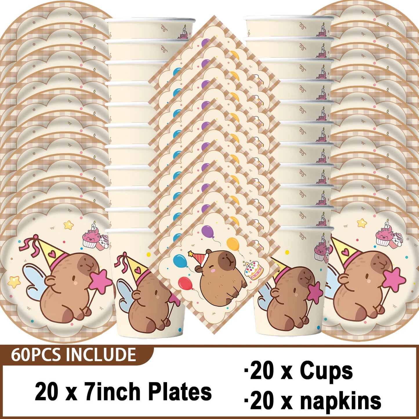 Capybara-Kuchenaufsatz, niedliche Tier-Cupcake-Dekorationen für Kinder, alles Gute zum Geburtstag, Partyzubehör, Capybara-Mottoparty-Dekorationen.
