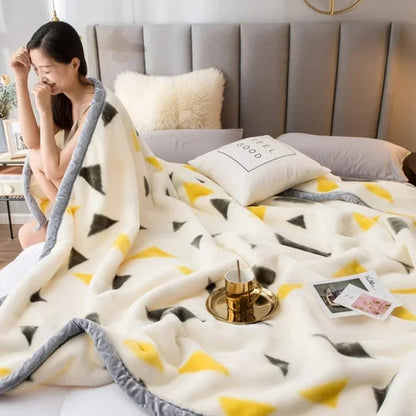 Printing Blanket Quilt Winter Keep Warm Double-deck Thickening Soft Comfortable Multiple Specifications Add Velvet Siesta Sheet.