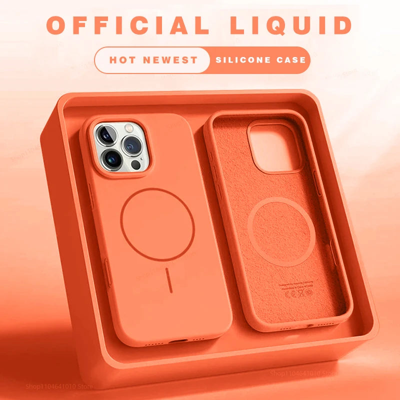 Magnetic Phone Case For iPhone 15 14 16 Plus 11 12 13 17 Pro Max Shockproof Silicone Cover Magsafe Wireless Charge Phone Cases.
