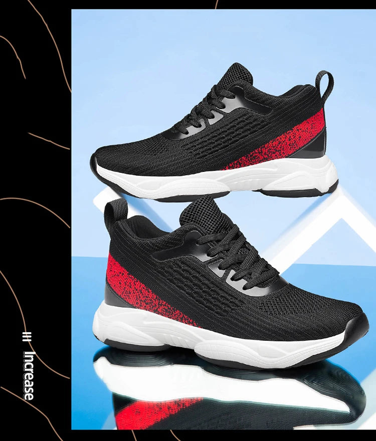 Fashion Men Sneakers Elevator Shoes Men Breathable Mesh Shoes Sports Casual Board Shoes Men's Hidden Inner Heightening Shoes 8cm.