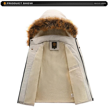 New Winter Men Outwear Fleece Warm Removable Hooded Hiking Jacket Men Outdoor Windproof Casual Fashion Jacket Coat Male Clothing.